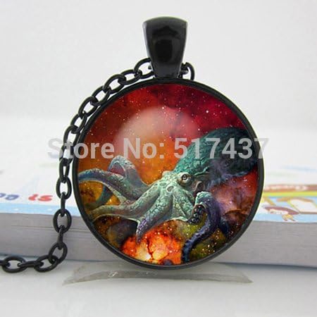 Pretty Lee 2015 New Fashion Round Glass Necklace Octopus Pendant Necklace Handmad Pendant Jewelry Glass Dome Pendant For Jewelry