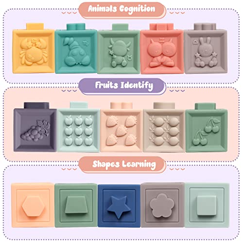 Abellzos Baby Soft Blocks, Stacking Building Blocks, Baby Toys Teething ...