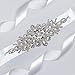 E-Clover Rhinestone Ribbon Sash Belt for Bridal Women's Wedding Dress Belt (Off White)