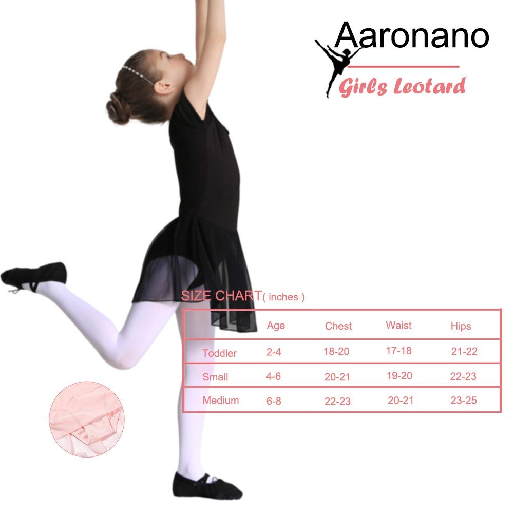 Gymnastics Leotards for Girls, Aaronano Ballet Leotards for Girls with Short Sleeve Blue Black Pink Toddler Leotard