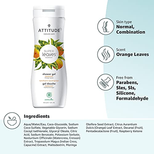 ATTITUDE Natural Moisturizing Body Wash, EWG Safe, Gentle on Sensitive