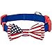 Blueberry Pet 2 Patterns Patriotic Spirits American Flag USA Adjustable Bowtie Blue Dog Collar - Handmade Bow Tie w/Jacquard Weave Fabric, Medium, Neck 14.5