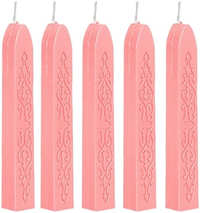 Seal Wax 5 Pcs RALMALL Totem Fire Manuscript Sealing Seal Wax Sticks with Wicks Cord Wick Sealing Wax For Postage Letter Retro Vintage Wax Seal Stamp (Pink)