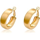 14K Gold Plated Chunky Hoop Earrings for Women Minimalism Thick Circle Earrings