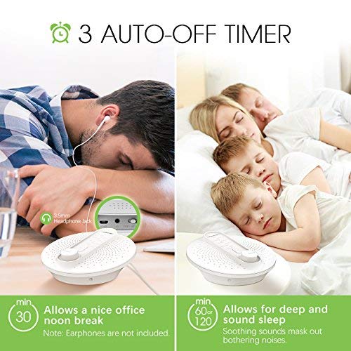 image for Homasy Sound Therapy White Noise, 24 Natural Soothing Sounds, 3 Auto-O