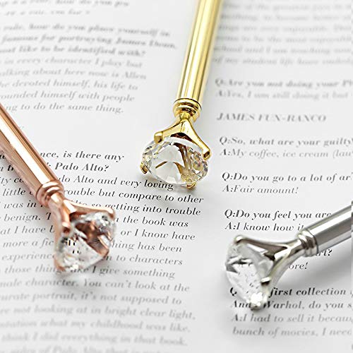CLARA-8-Pcs-Big-Diamond-Pens-Rhinestone-Crystal-Metal-Ballpoint-Pen-Black-Ink-Silver