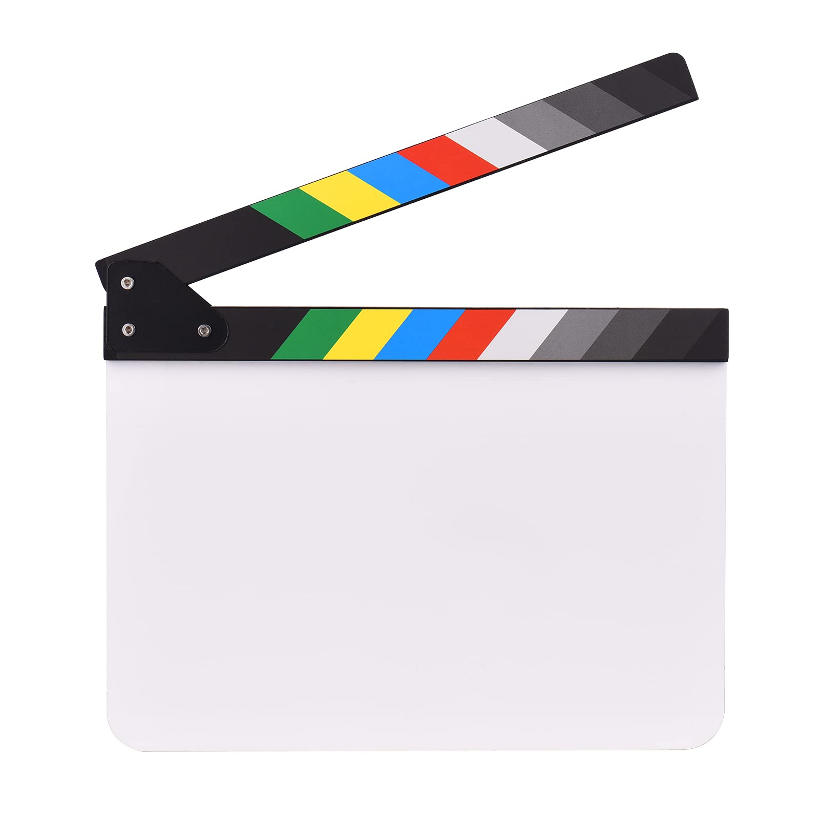 Film Clapper, Namolite Scene Acrylic Film Clapperboard 30x24 cm, Colour Strips, Clapperboard Scene Flap with Multicoloured Sticks for Movies Labelling Video Props TV Series Studio Live Advertising