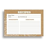 Burlap and Lace Recipe Card Set from Dashleigh, 48 Cards, 4x6 inches, Water-Resistant and