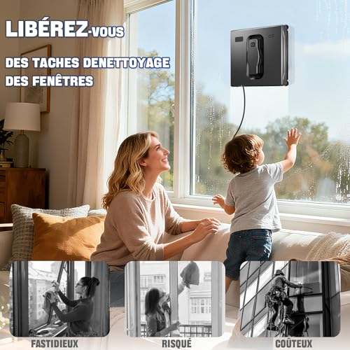 Vidattx Smart Window Cleaner Robot Dual Spray with 3 Path Modes (Z/N, Z, N), Automatic Window Cleaner Robot with Remote Control, Smart Navigation