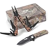 MOSSY OAK Multitool and Folding Pocket Knife Camo Set Packed in Metal Box Great for Gift, Camping, Hunting, EDC