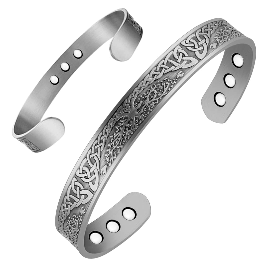 Vicmag Magnetic Bracelet for Women 99.99% Solid Pure Copper Ultra Strength Magnets Adjustable Size with Gift Box (Life Tree Grey)