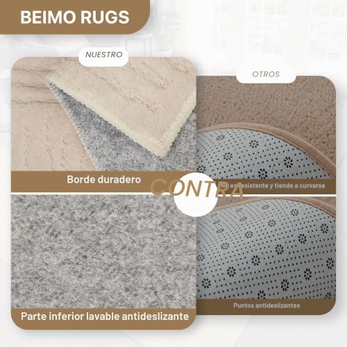 BEIMO Modern Rug 120x160CM, Soft Short Pile Rug with 3D Effect, Washable and Non-Slip for Living Room, Bedroom, Kitchen, Hallway, Beige