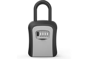 Key Lock Box, Lockboxes for Realtors, Made of Metal Weatherproof 4-Digit Combination Key Lock Box Portable Wall Mounted & Han