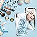 Maxdara Case for iPhone Xs Max Glitter Case 6.5 inches [Tempered Glass Screen Protector] Floating Liquid Luxury Sparkle Bling Shockproof Protective Pretty Fashion Cute Girls Women XS Max Case (Blue)