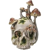 Pacific Giftware Skull with Mushrooms Figurine, 8.27-inch Width, Resin, Home Décor, Tabletop Décor, Halloween