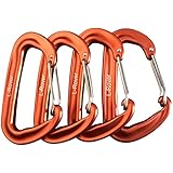 L-Rover 12 kN Aluminum Wire Gate Carabiners 2 or 4 Pack- Heavy Duty, 2,645-pound Rating for Hammocks, Rv,Fishing,Locking Dog Leash and Harness, Camping, Photography, Key Chains,Hiking & Utility