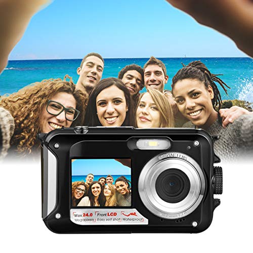Waterproof Underwater Digital Camera for Snorkeling,Selfie Dual Screen Digital Cameras Waterproof Underwater Video Camera-Holiday,Trip (Black 1) - Thumbnail 5
