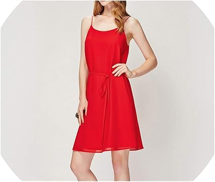 red chiffon mini dress