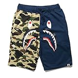 Athletic Pants Shark Pattern Camouflage Stitching Shorts Men Drawstring Sports Shorts