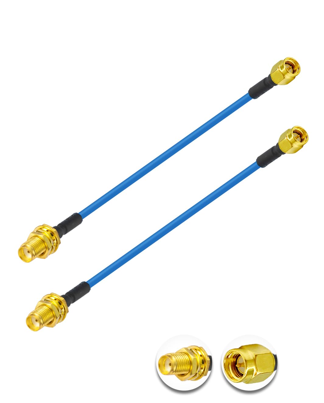 Vecys 2PCS SMA Male to Female RF Coaxial Cable 50 Ohm 6" /15CM RG405 SMA RF Coax Pigtail Cable