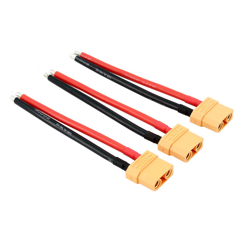 BDHI 3pcs XT90 / XT-90 Female Connectors w/ 10cm 12awg Wire for Turnigy/Zippy(BDHI-45)