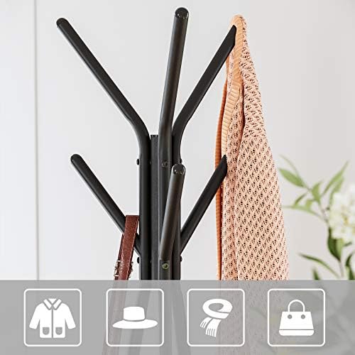 Cabide, cabide, cabide, chapéu e cabide, estilo industrial, com 2 prateleiras, para roupa, chapéus, saco, castanho rústico e preto RCR16BXV1