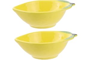 SHOWERORO 2pcs Ceramic Lemon Saucer Multipurpose Serving Plate for Condiments Vegetables Dried Fruit Kitchen