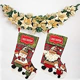 JOYco Handmade Embroidered Hooked Christmas Stockings for Home Decor Set of 2