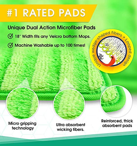 Microfiber Mop Pads 4 Pack - Reusable Washable Cloth Mop Head Replacements Best Thick Spray Wet Dust - //coolthings.us