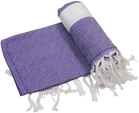 Anatolia Towel Diamond Collection Turkish Towel Peshtemal Fouta Bath Towel Beach Towel Swimsuit Cover Up Spa Sauna Gym Travel Picnic, 100% Cotton 39"x70" (Purple)