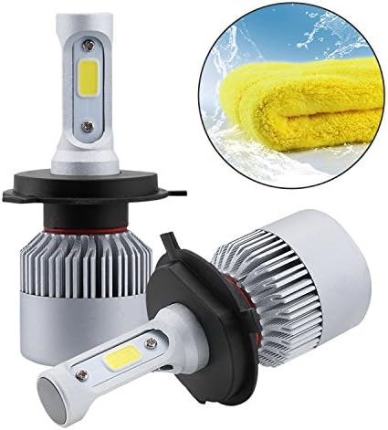 H4 LED Headlight Bulb 9003/HB2 COB Chip All-in-One Headlamps Conversion Kit Dual Hi / Lo Beam CREE LED Cool White 80W 16000LM 12V with Car Wash Towel