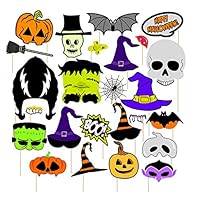 Halloween Props Photo Booth Decorations Kit - Daneyc 25PCS Party Favors for Kids Set