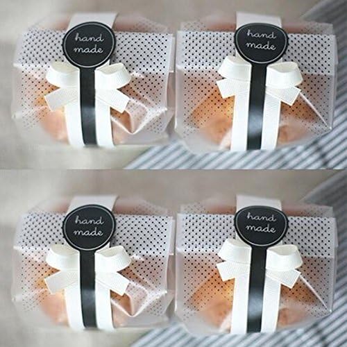 Yatim 100 pcs./pack Translucent Plastic Bags for Cookie,Cake,Chocolate,Candy,Wrapping Good for Bakery Party with 100 pcs Stickers(without white ribbon)