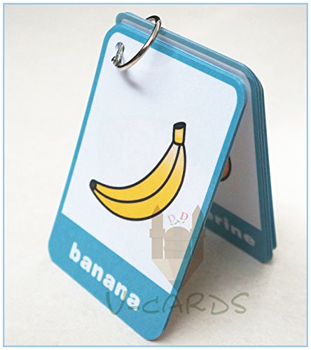 SANTSUN14 Pieces, fruit- Educational Learning Picture & Word Card Flashcards(English word learning card & pocket size flash card for children and Preschool),13.5x9.2cm