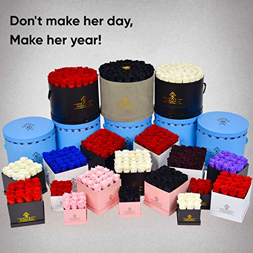 Premium Roses| Real Roses That Last a Year | Fresh Flowers| Roses in a Box (Black Box, Large)