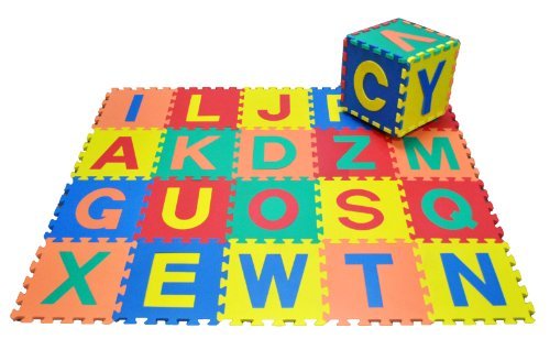 eWonderWorld Alphabet Letters Interlocking Foam Mats (A-Z)- Each Tile: 12" x 12" x ~9/16" Extra Thick