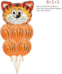 Download Amazon.com: Xucus 1Set Tiger Zebra Animal Aluminum Foil Balloon Latex Balloon Set Birthday Party ...