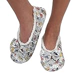 Snoozies Womens Brocade Shine Ballerina Comfort Split Slipper Socks