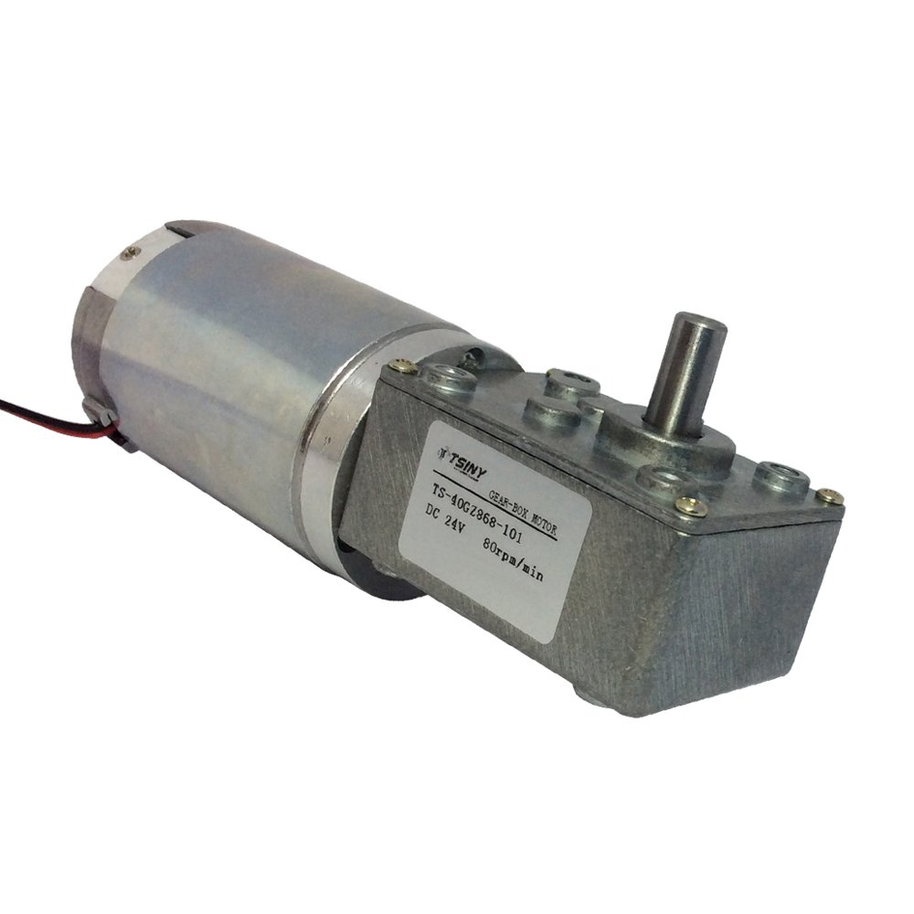 BEMONOC Electric DC Worm Gear Motor 24V Metal Gear Motor 80rpm with