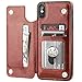 iPhone Xs Max Wallet Case with Card Holder,OT ONETOP Premium PU Leather Kickstand Card Slots Case,Double Magnetic Clasp and Durable Shockproof Cover 6.5 Inch(Brown)