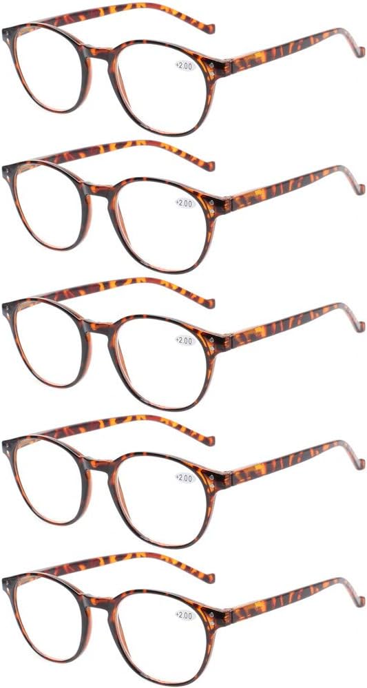 5 Pairs Reading Glasses - Standard Fit Spring Hinge Readers Glasses for Men and Women