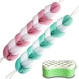 Back Scrubber, Anglink Bath Shower Loofah Sponge Covering The Back Luffa for Men Women Kids, Exfoliating Mesh Pouf Body Scrubber (2 Packs + Loofah Pad)