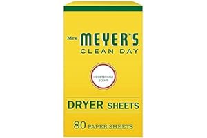 MRS. MEYER'S CLEAN DAY Dryer Sheets, Fabric Softener, Reduces Static, Infused with Essential Oils, Honeysuckle, 80 Count