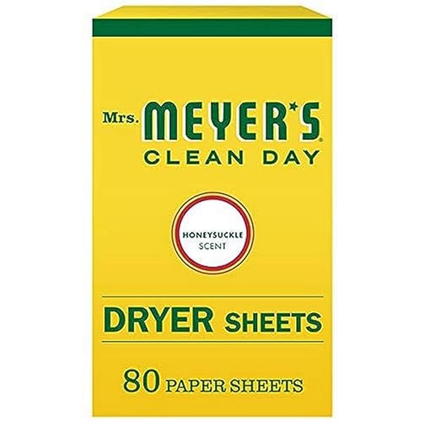 MRS. MEYER’S CLEAN DAY DRYER SHEETS, FABRIC SOFTENER, REDUCES STATIC, INFUSED WITH ESSENTIAL OILS, HONEYSUCKLE, 80 COUNT