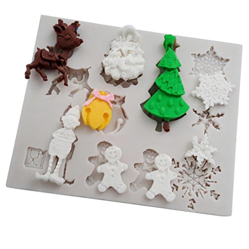 KingWo 3D Christmas Fondant Cake Chocolate Sugarcraft Mold Xmas Silicone Baking Mold (C) - Thumbnail 3
