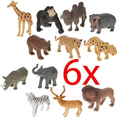 Animals Figures Set Of 6 Wild Pvc Action Figure Toy Kids Fun Animals Play Set