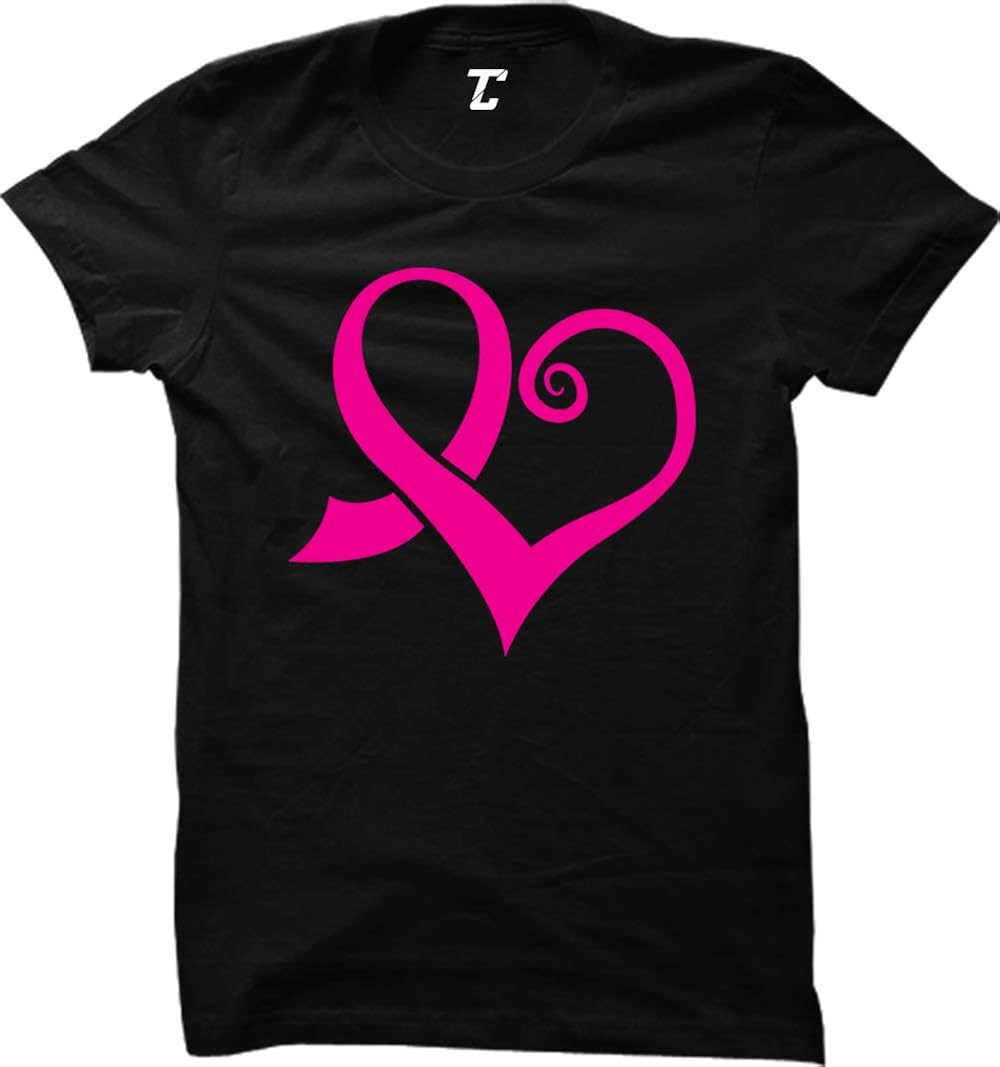Buy Pink Ribbon Heart Breast Cancer Awareness Women's TShirt (Black