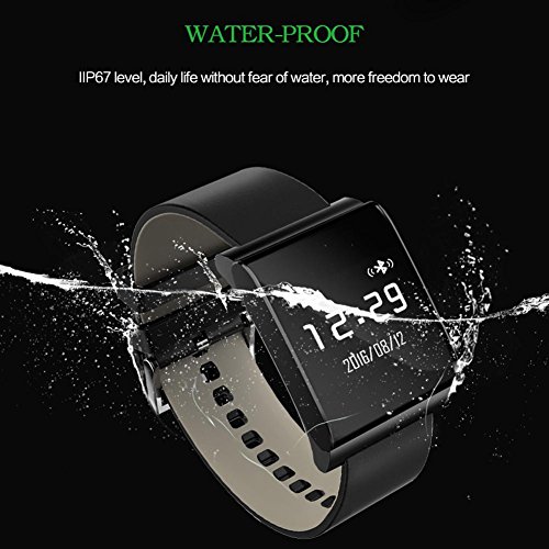L@YC Fitness Tracker, Colleer Bluetooth 4.0 Waterproof Smart Bracelet Bands Sport Watch Waistband with Heart Rate Monitor and Blood Pressure Monitor for iPhone Android Smartphone, Business blacksteel