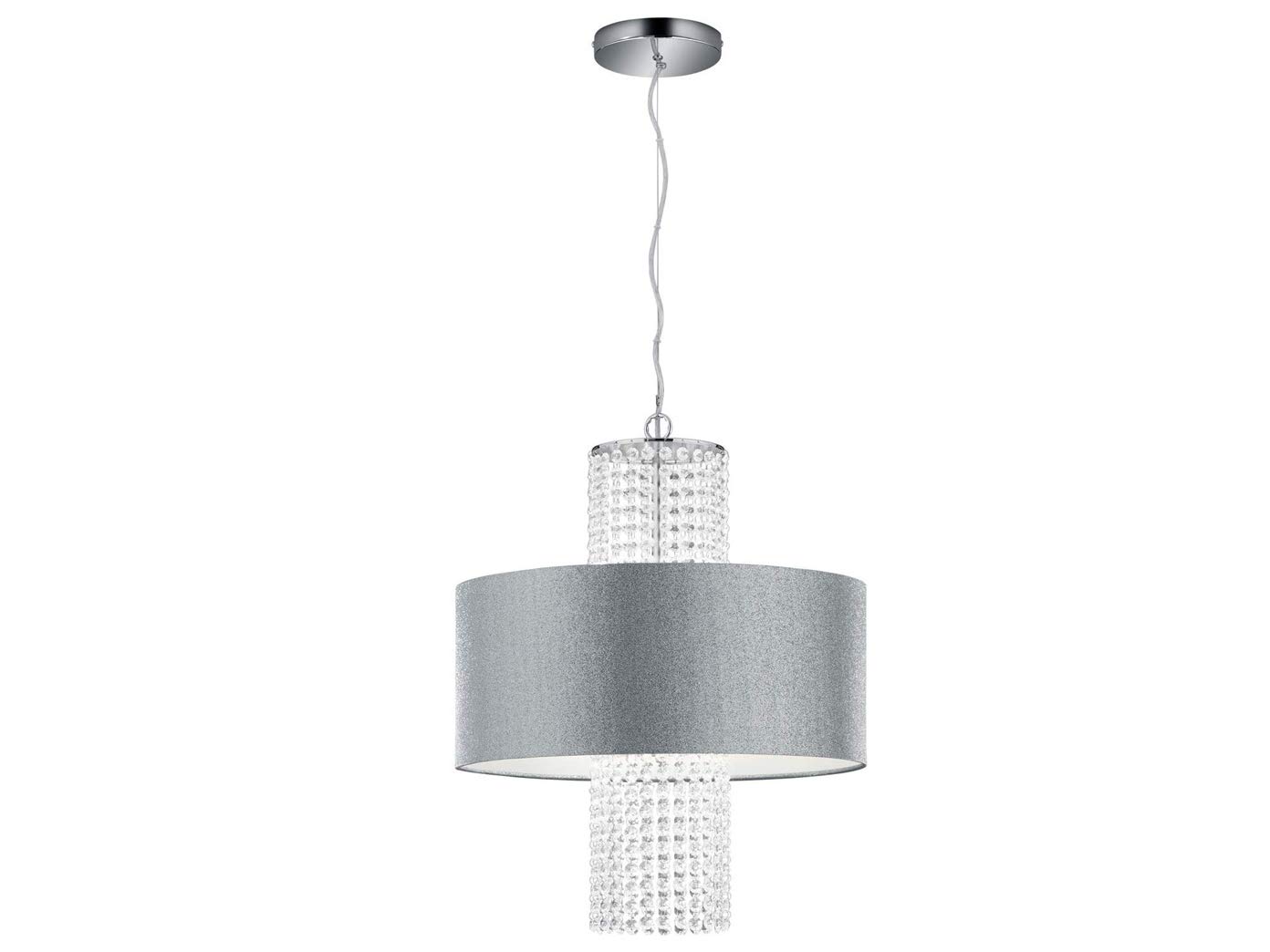 Reality Leuchten King R30483089 Pendant Light Silver-Coloured Shade Clear Acrylic Acrylic Hanging 3X E27