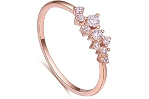 TAOQIAO Simple 18k Gold plated Rings for Teen Girls White Studded Eternity Wedding Ring 925 Sterling Silver Plated Engagement Stackable Rings Women Fashion Jewelry Gift for her